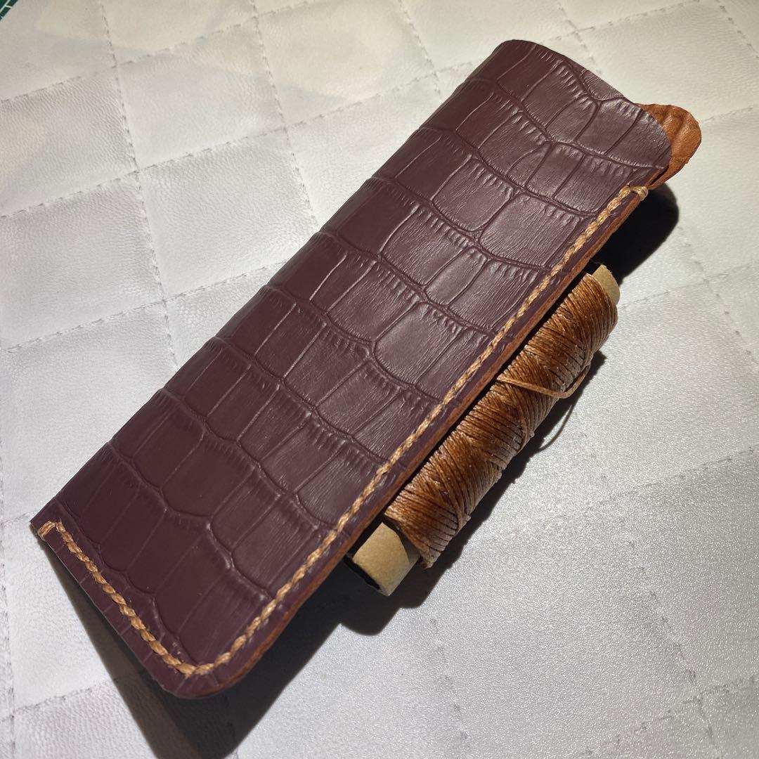 bl-BB型押し メガネケース レザークラフト