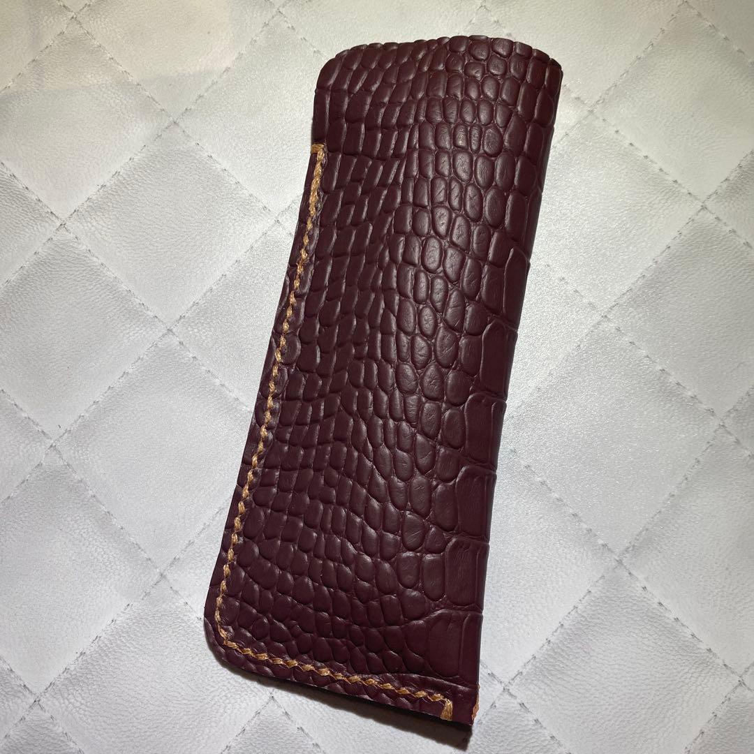 bl-BB型押し メガネケース レザークラフト