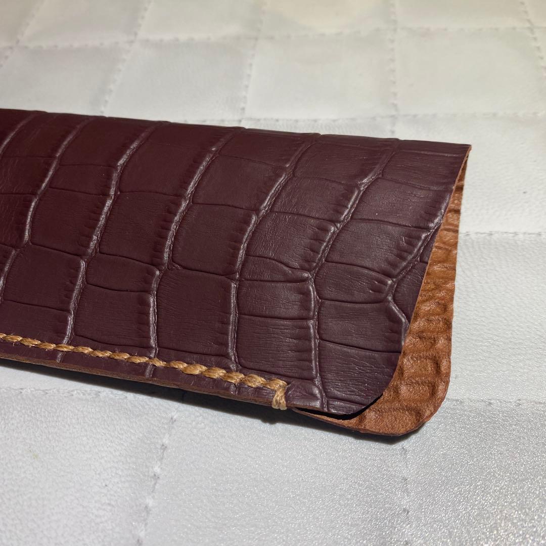 bl-BB型押し メガネケース レザークラフト