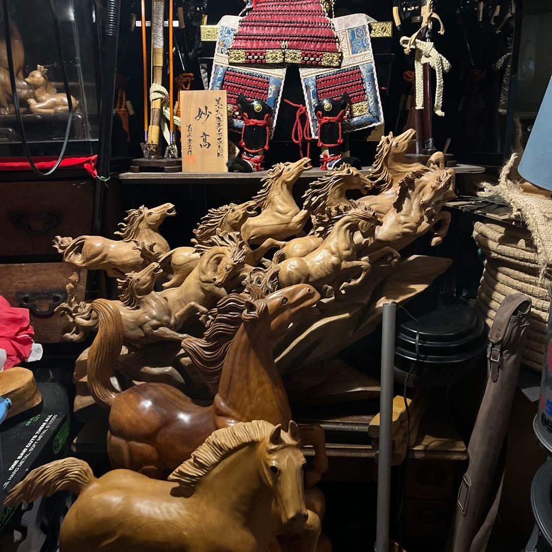 九頭馬 、寿山石九頭馬、うまくいく、縁起物、中国寿山石、置物 、骨董品