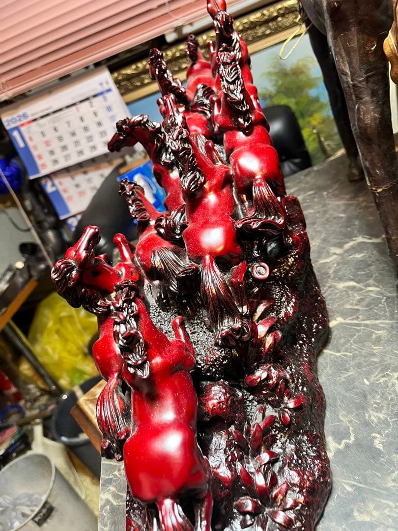 九頭馬 、寿山石九頭馬、うまくいく、縁起物、中国寿山石、置物 、骨董品