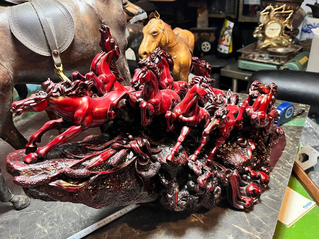 九頭馬 、寿山石九頭馬、うまくいく、縁起物、中国寿山石、置物 、骨董品