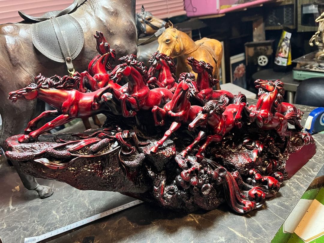 九頭馬 、寿山石九頭馬、うまくいく、縁起物、中国寿山石、置物 、骨董品