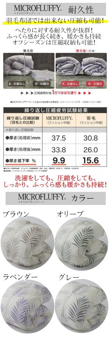 【シングル/オリーブ】テイジン マイクロフラッフィー 掛け布団 あったかPlus