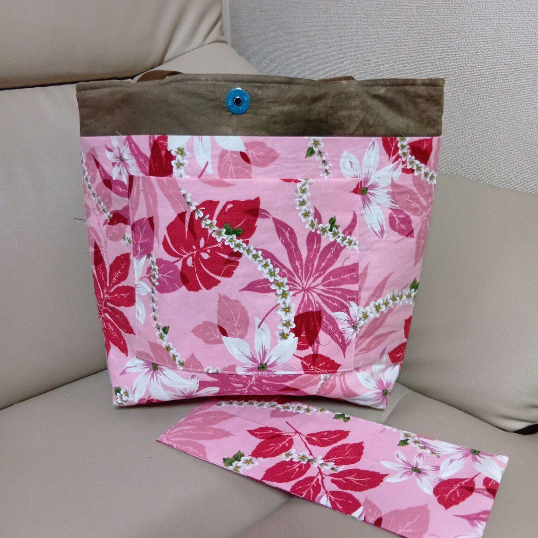 ハワイアンキルト　桜のトートバッグ　ハンドメイド
