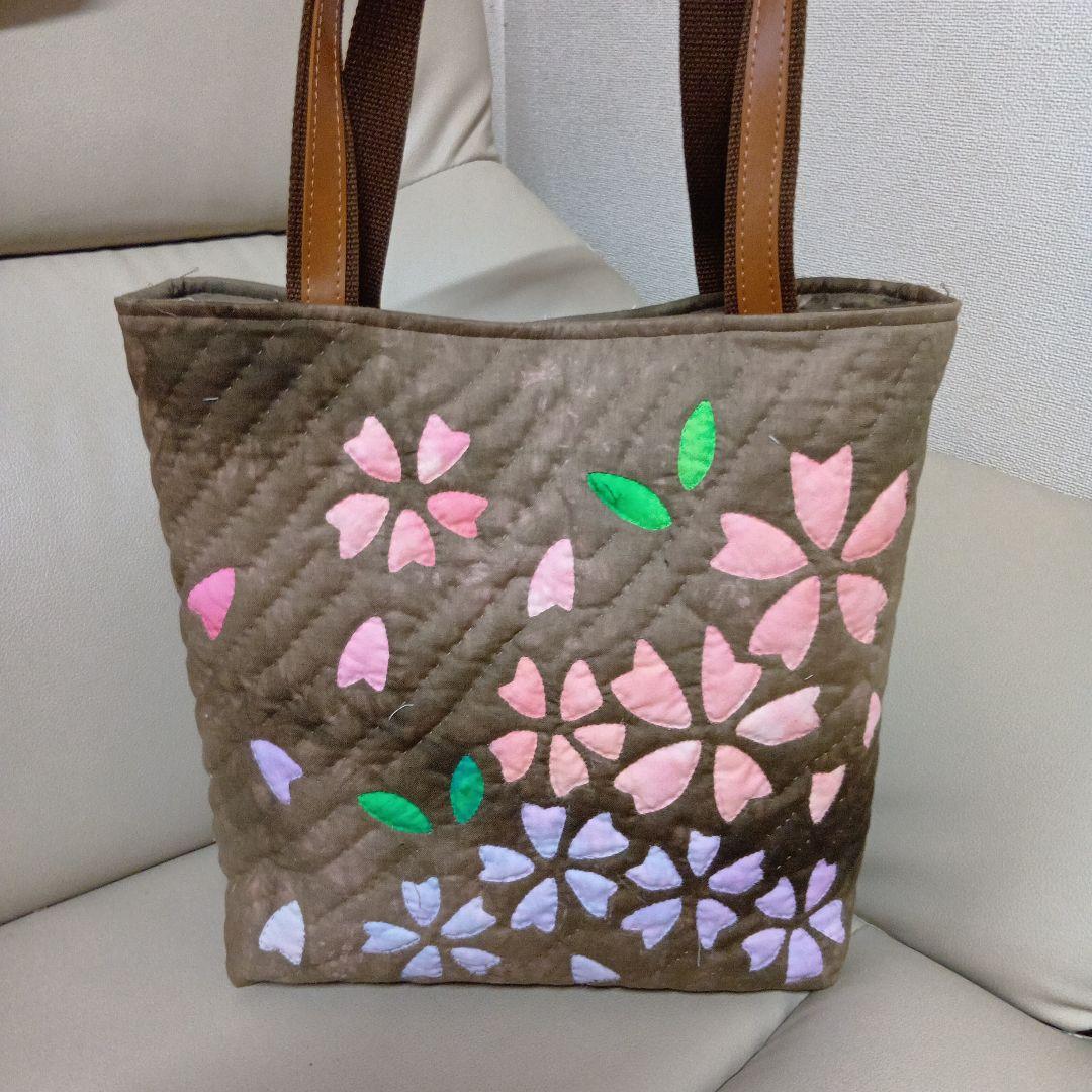 ハワイアンキルト　桜のトートバッグ　ハンドメイド