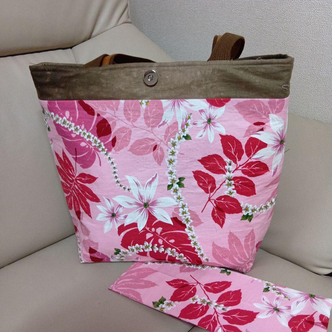 ハワイアンキルト　桜のトートバッグ　ハンドメイド
