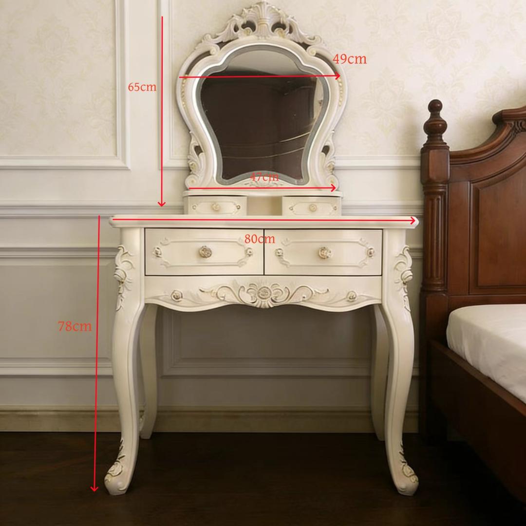 クラシックホワイトドレッサー・鏡台 訳あり品 写真をご確認 J109-80