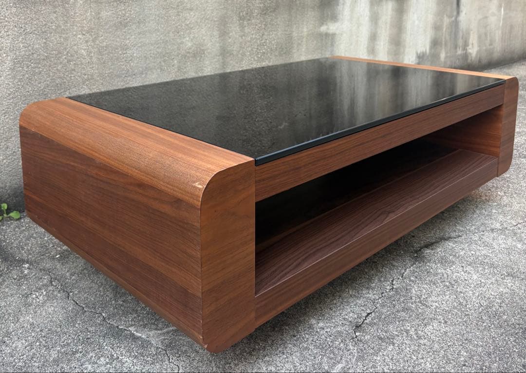 ローテーブル ガラス天板 ウォールナット調 週末に大幅値下げ！