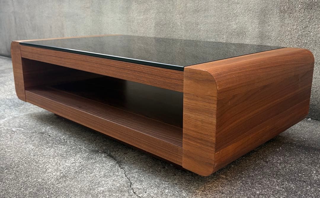 ローテーブル ガラス天板 ウォールナット調 週末に大幅値下げ！