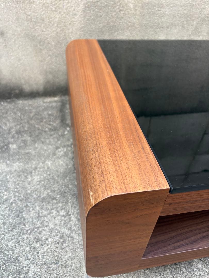 ローテーブル ガラス天板 ウォールナット調 週末に大幅値下げ！
