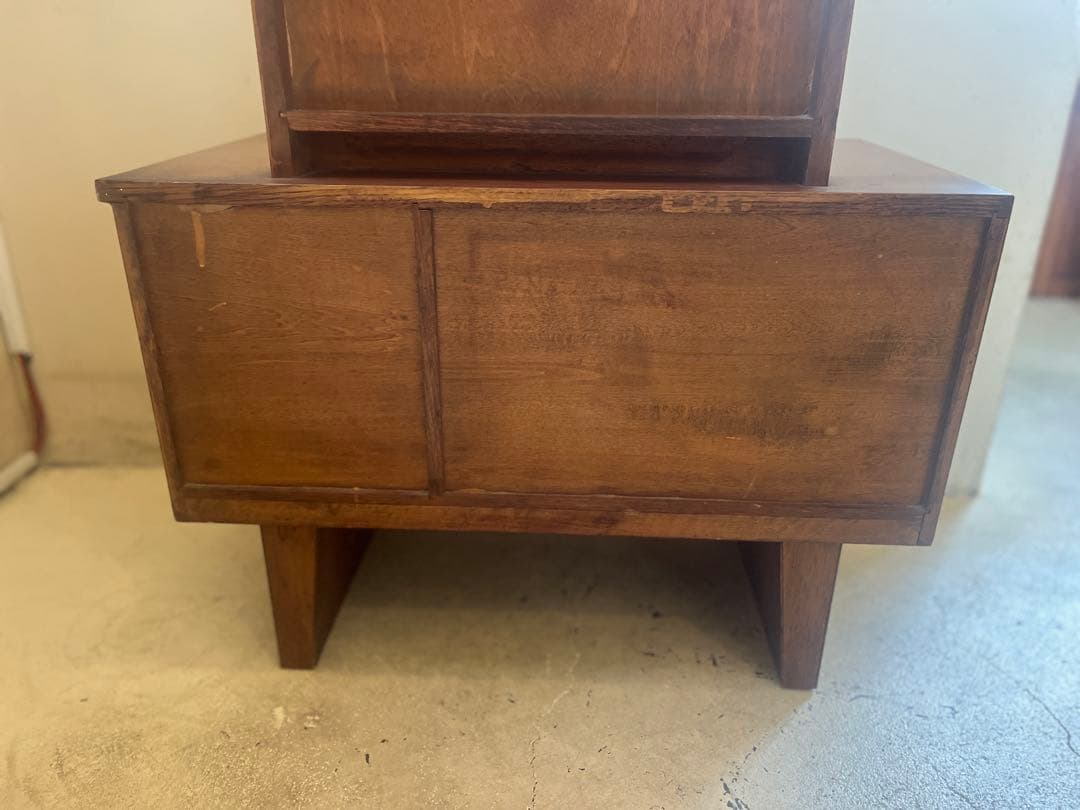 古い木製ドレッサー・ミラー 4引き出し付きアンティークヴィンテージ北欧店舗什器