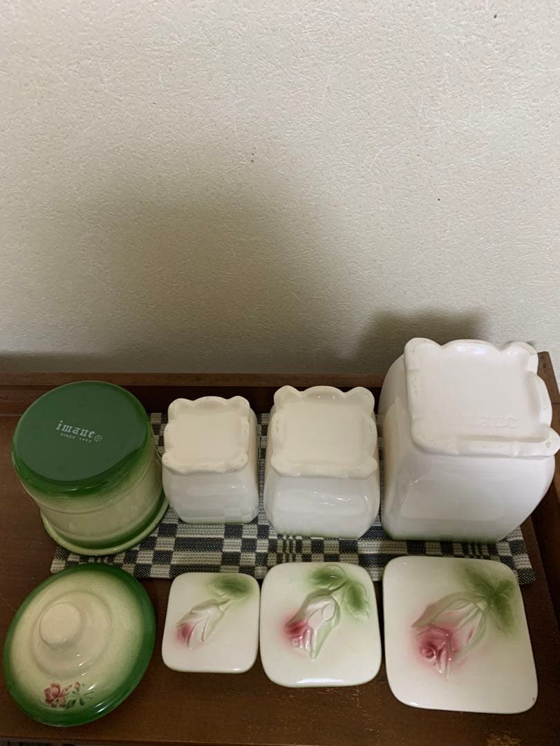 イマン　imane イヴ　ホーローキャニスター&ジャンヌ　陶器キャニスター3個