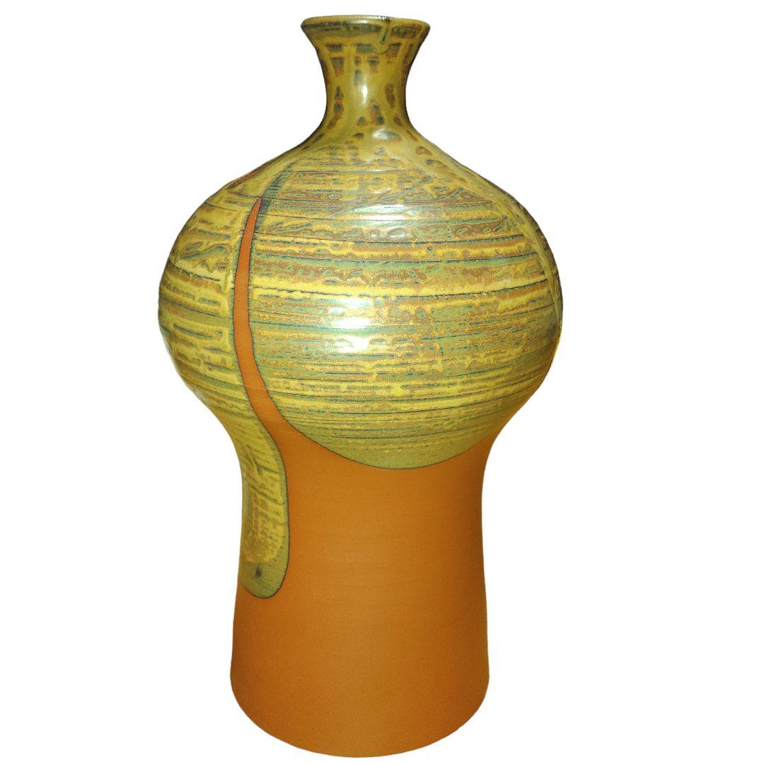 佐渡無名異焼 佐州窯 渡辺陶三 瓶子 高さ28cm G8151396