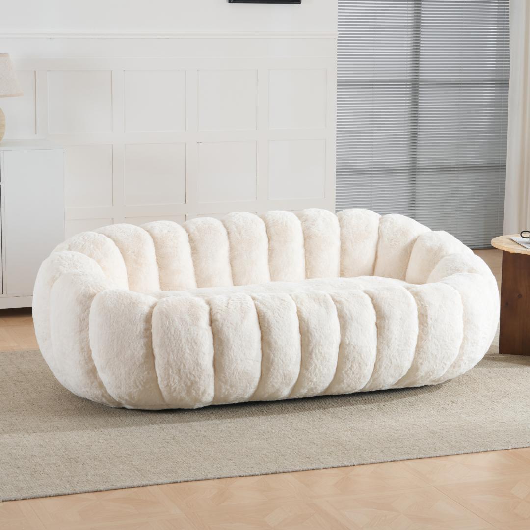 【二人掛けソファ ホワイト】 クッションソファー フロアソファー 圧力分散