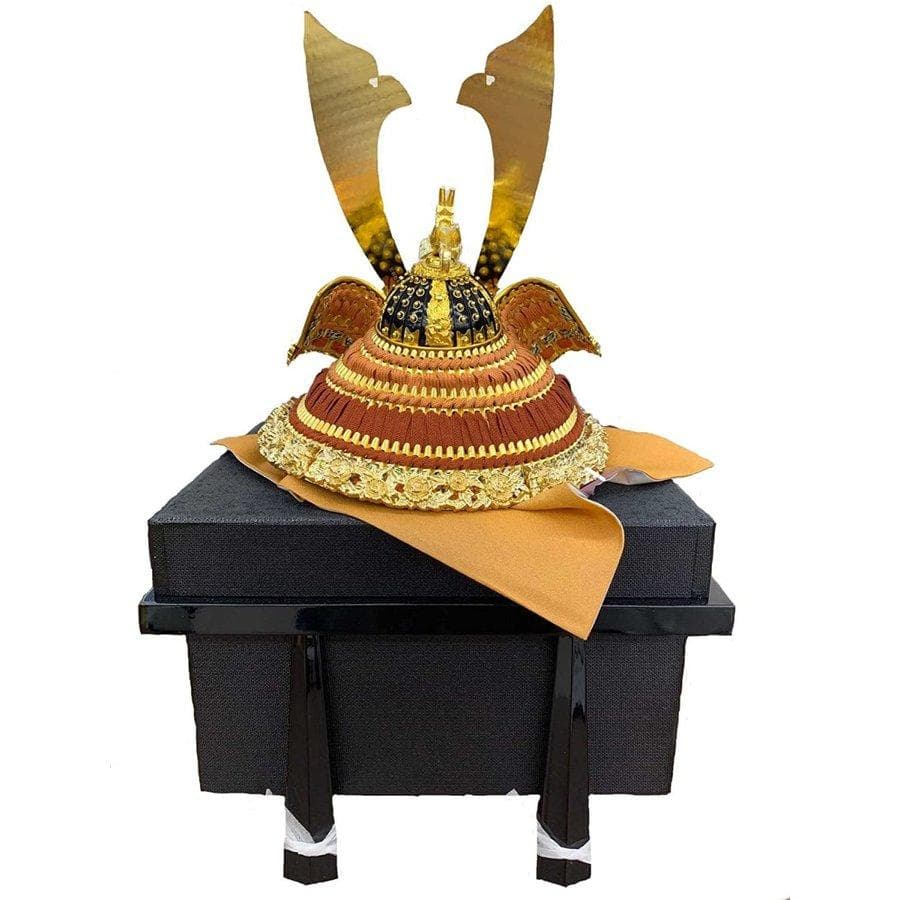 15号 招福兜 A 赤金房 純金箔押小札 合鉢 金沢箔 正絹【五月人形】