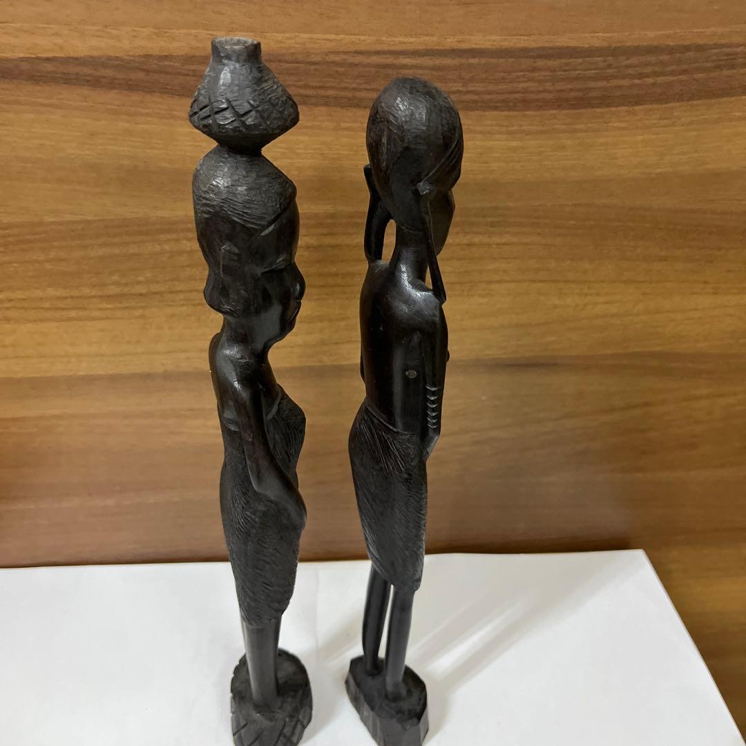 アフリカ 木彫り 黒檀 人形 置物 民族工芸 昭和レトロ - メルカリ