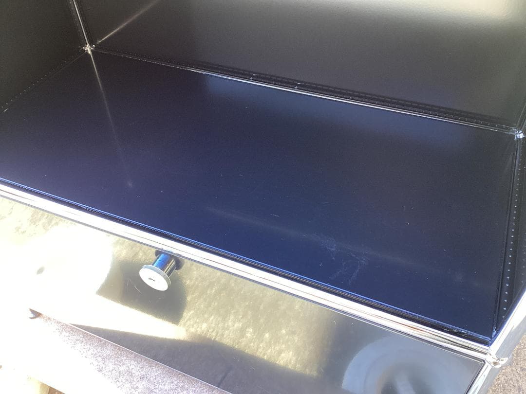 鍵付き　USMハラー キャビネット 1列5段　ブラック系　ガラス　引き出し