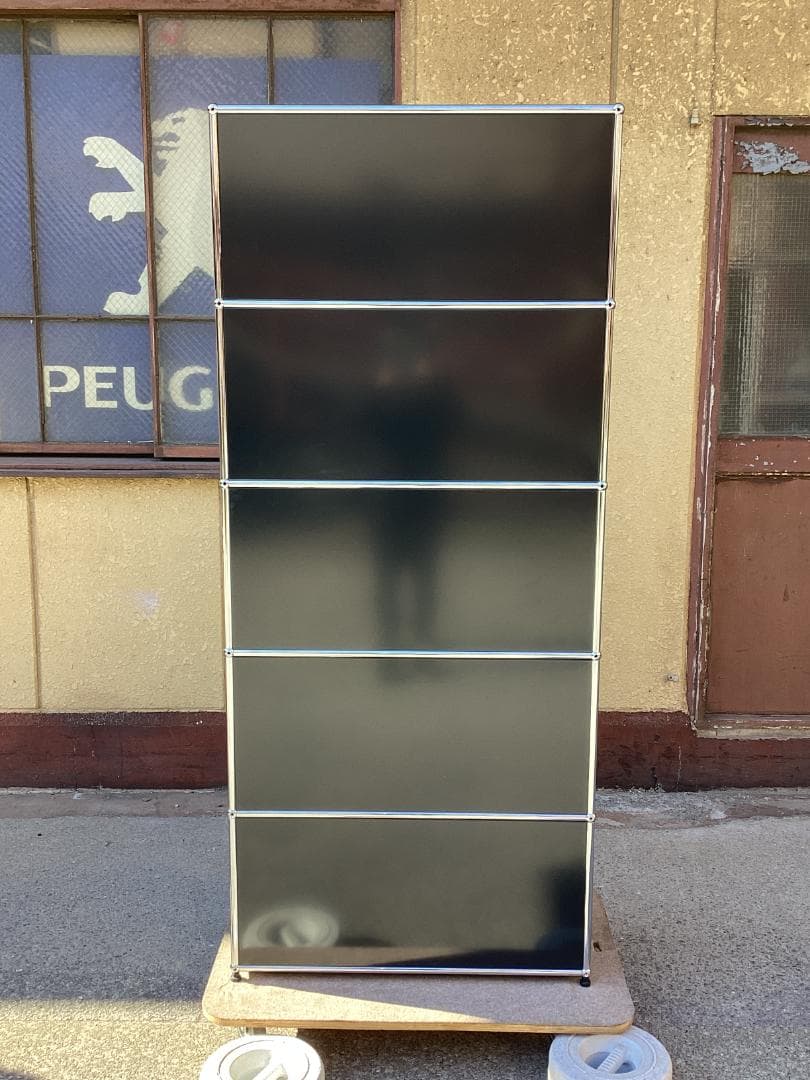 鍵付き　USMハラー キャビネット 1列5段　ブラック系　ガラス　引き出し