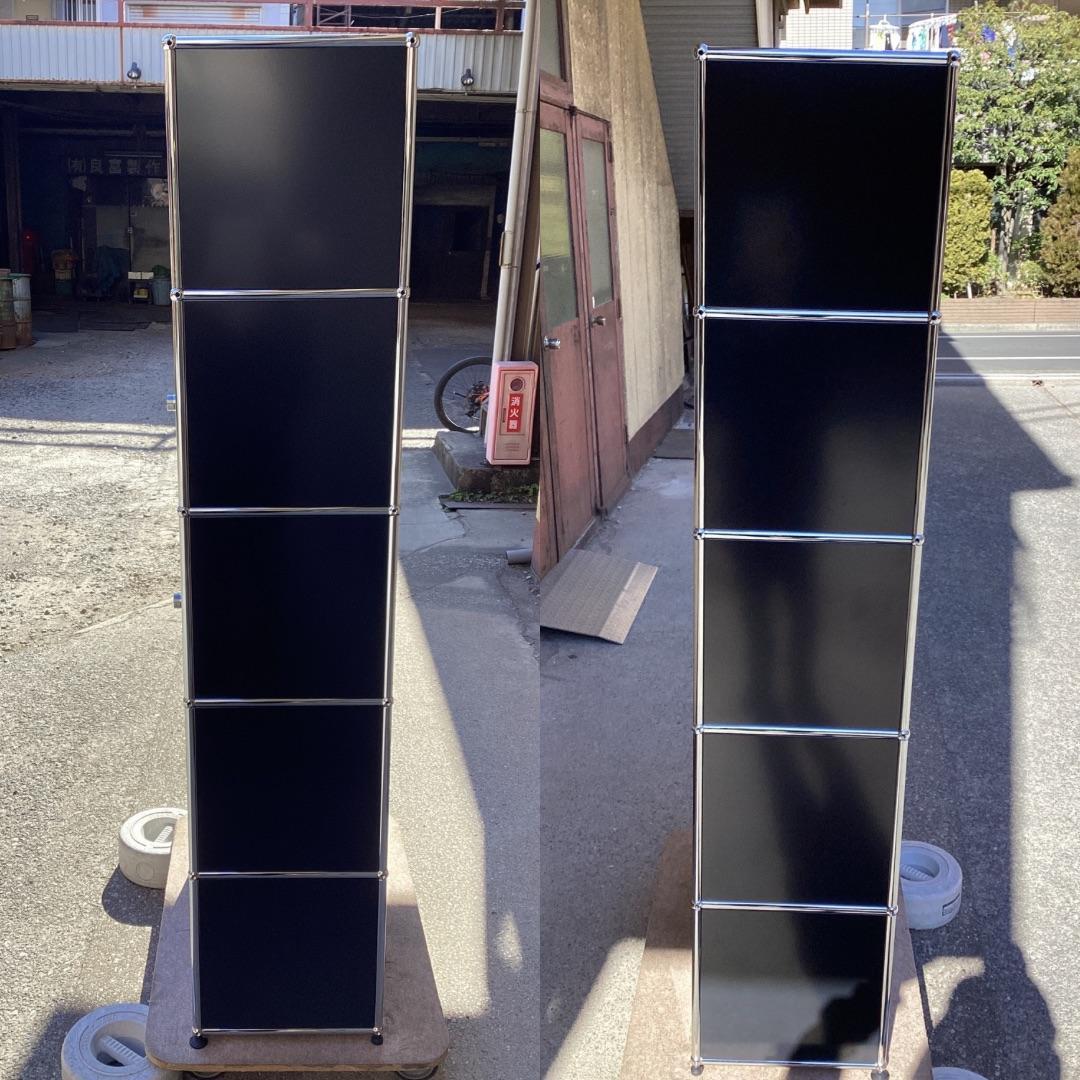 鍵付き　USMハラー キャビネット 1列5段　ブラック系　ガラス　引き出し