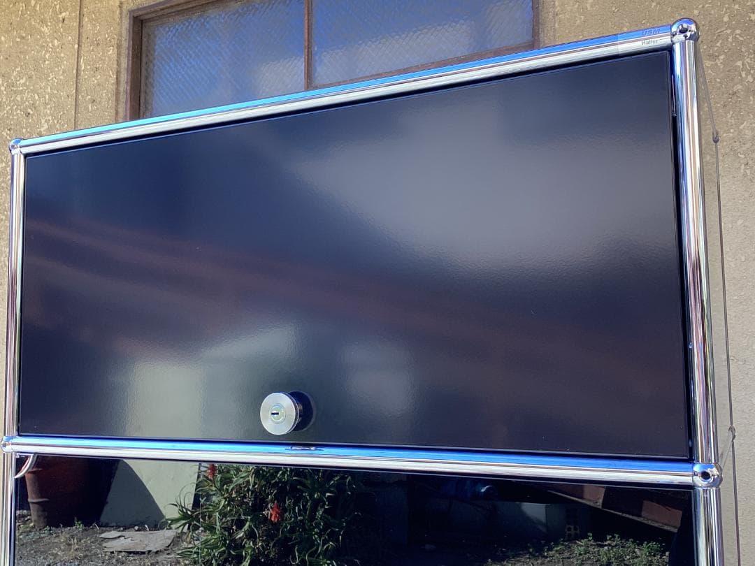 鍵付き　USMハラー キャビネット 1列5段　ブラック系　ガラス　引き出し