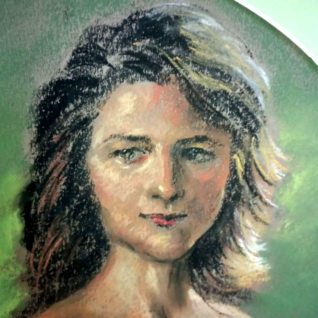 絵画　パステル　婦人　S 原画