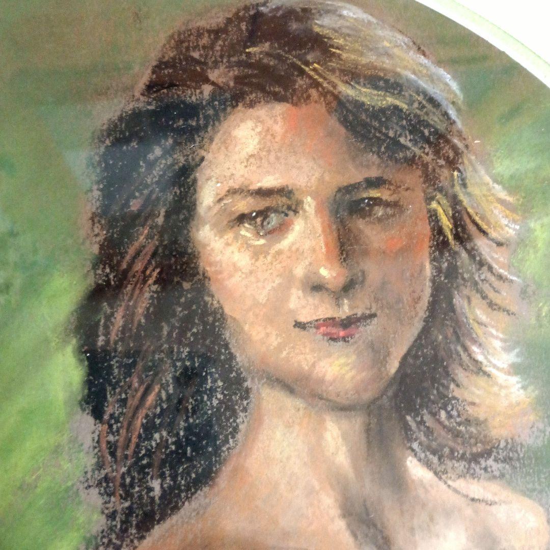 絵画　パステル　婦人　S 原画