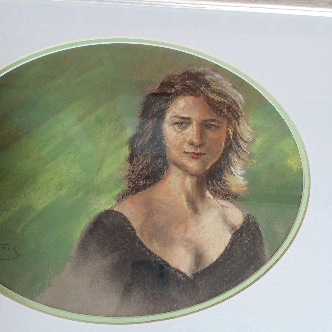 絵画　パステル　婦人　S 原画