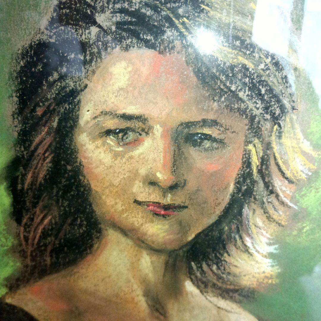 絵画　パステル　婦人　S 原画