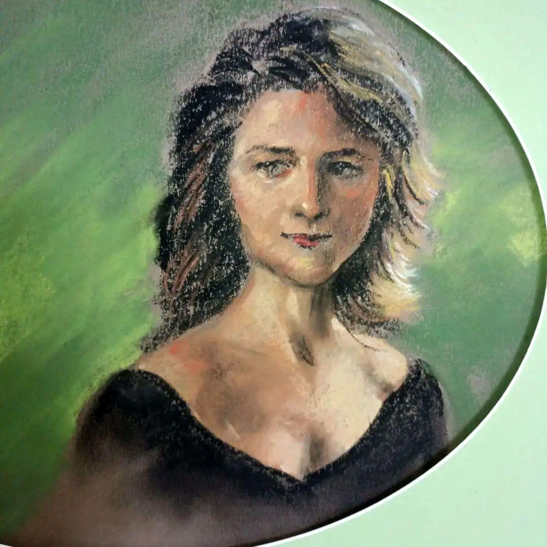 絵画　パステル　婦人　S 原画