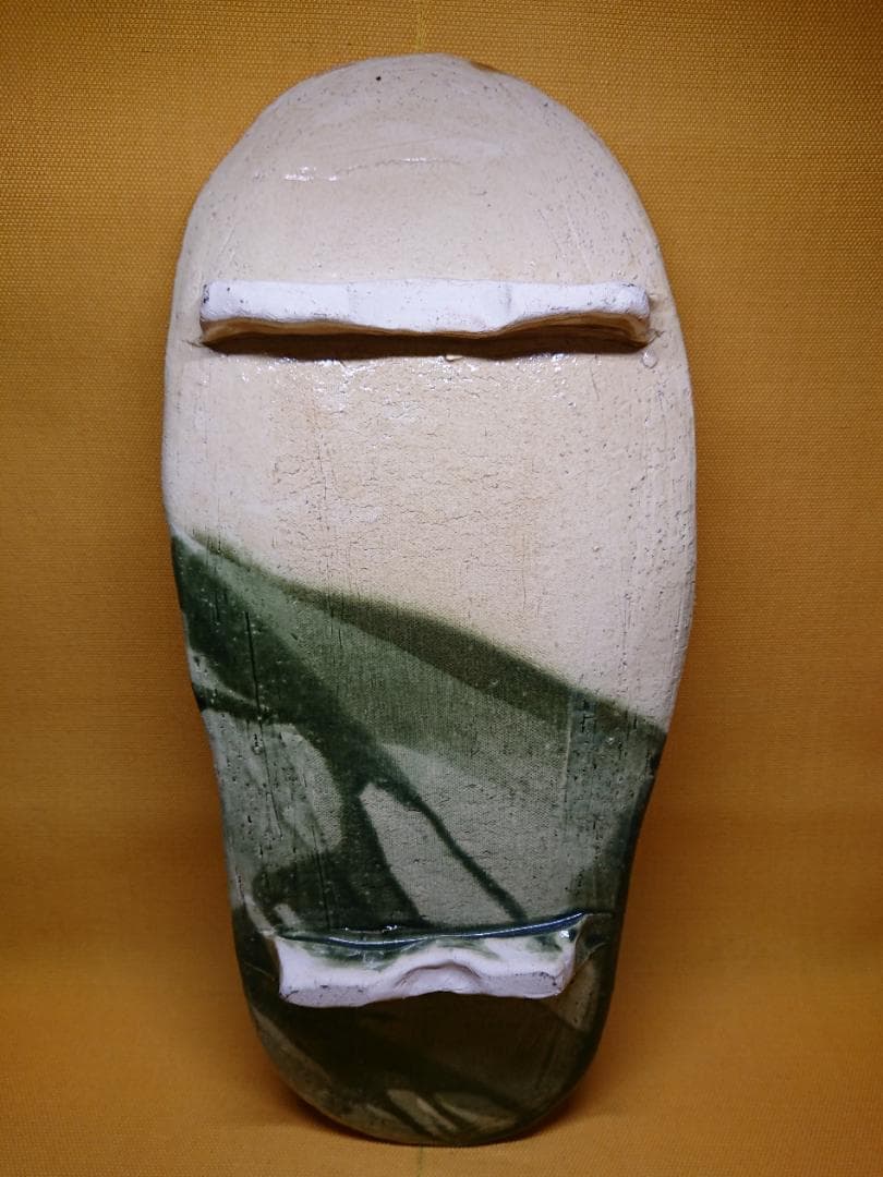 【美品】板皿　長皿　草文　陶器　置物　インテリア　工芸品　美術品　A3158