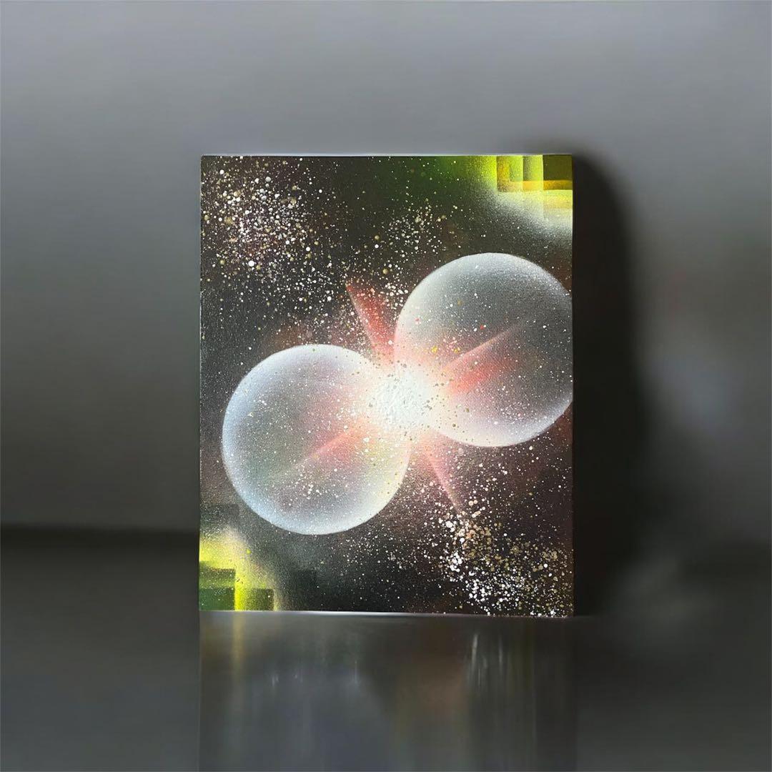 312】スプレーアート 宇宙 惑星 衝突 煌めき 星屑 銀河 キャンバス