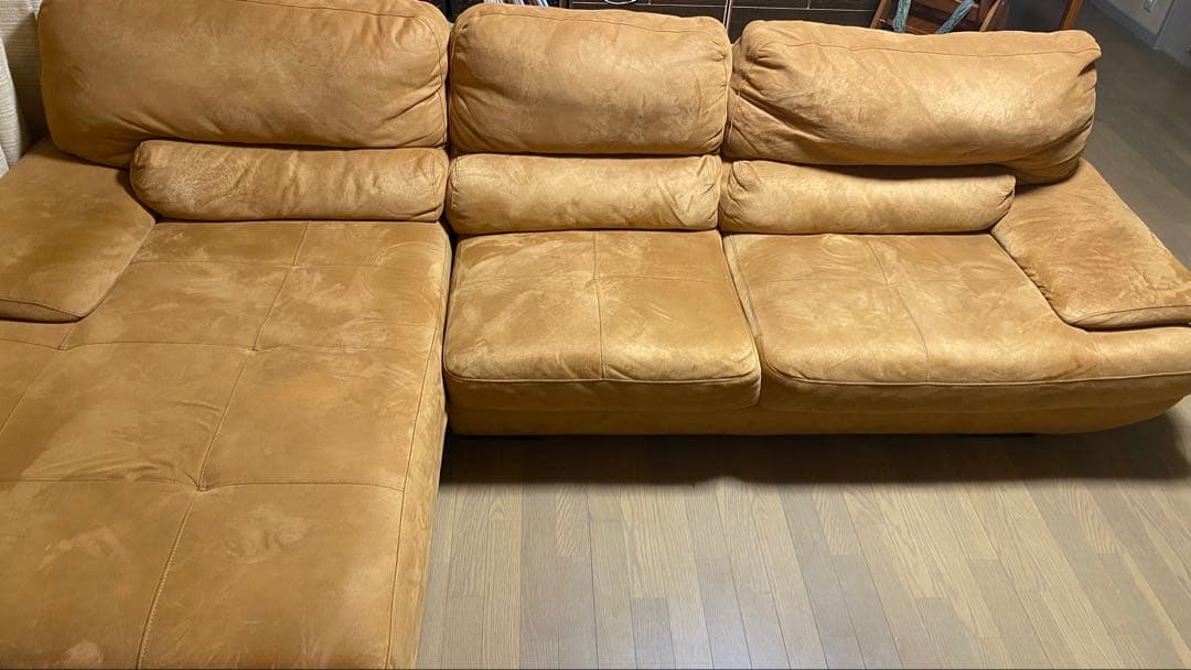 RELAX FORMベージュ L字型ソファ スエード風