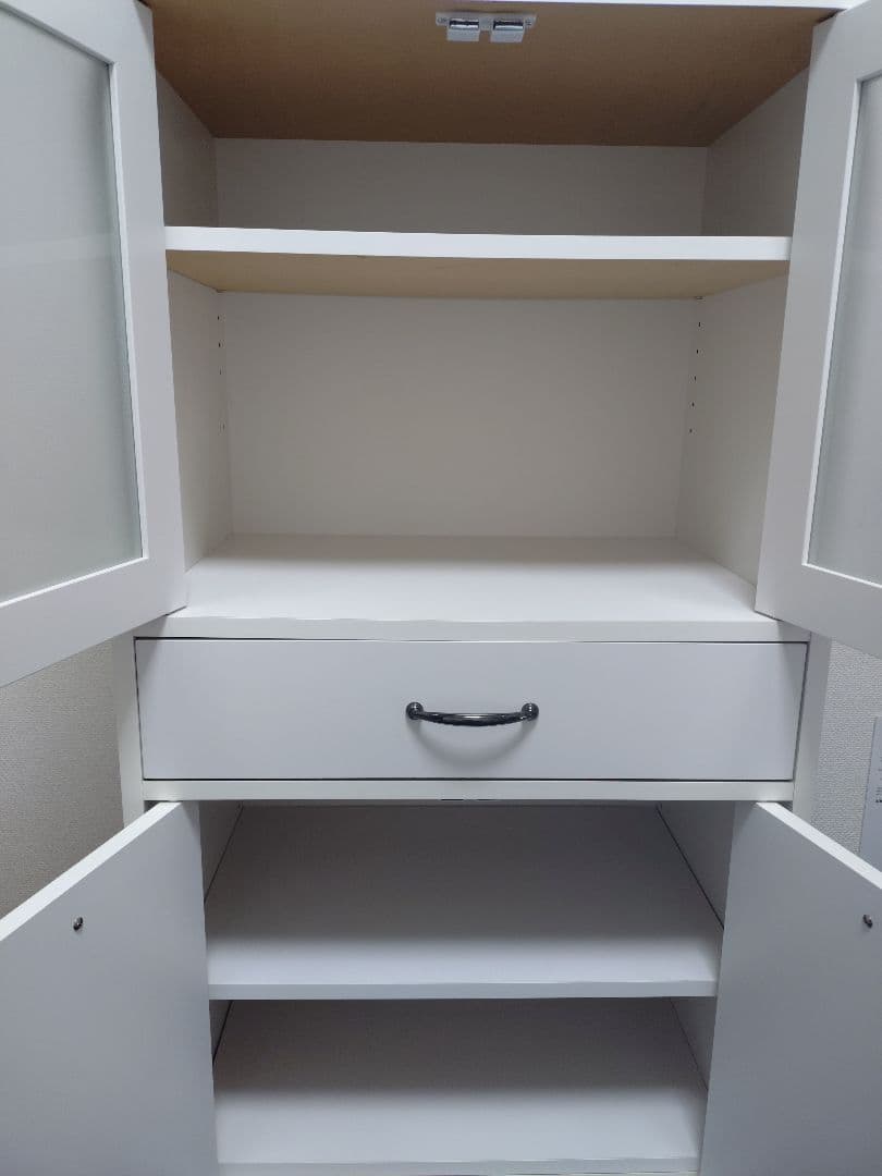 【たのメル便】ベルメゾン ホワイト ガラス扉付き ミニキッチンボード