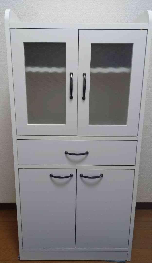 【たのメル便】ベルメゾン ホワイト ガラス扉付き ミニキッチンボード