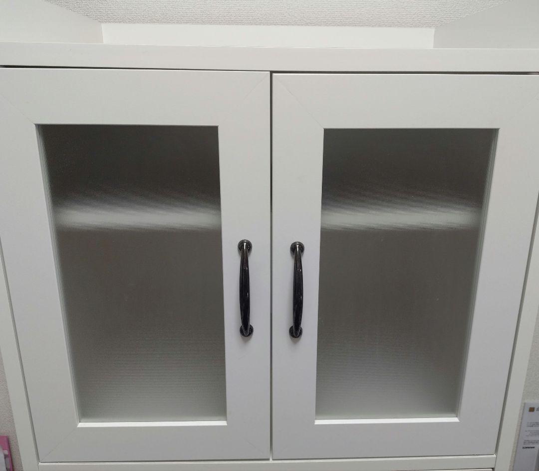 【たのメル便】ベルメゾン ホワイト ガラス扉付き ミニキッチンボード