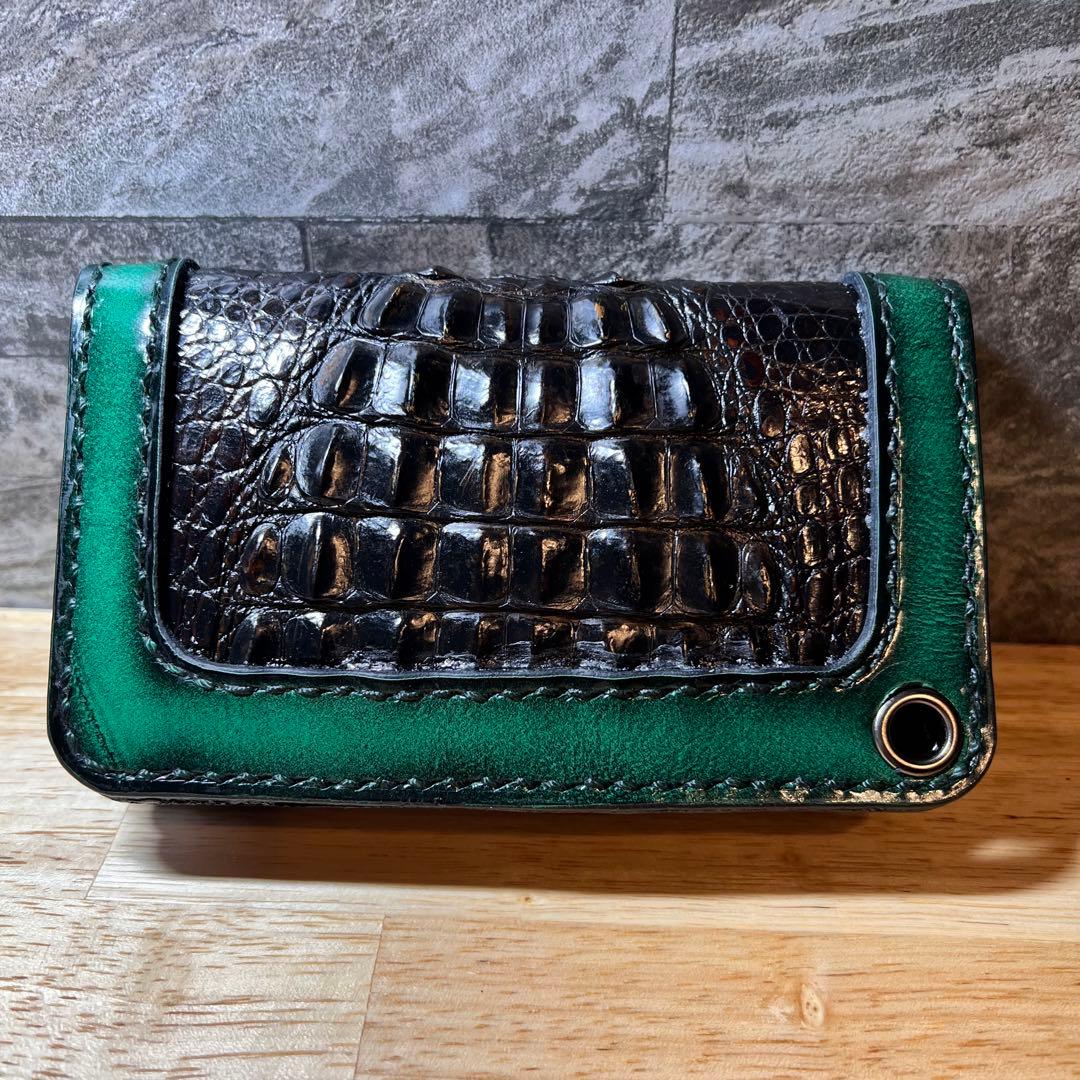 限定】ミドルトラッカーウォレット クロコクラウンインレイ 本革