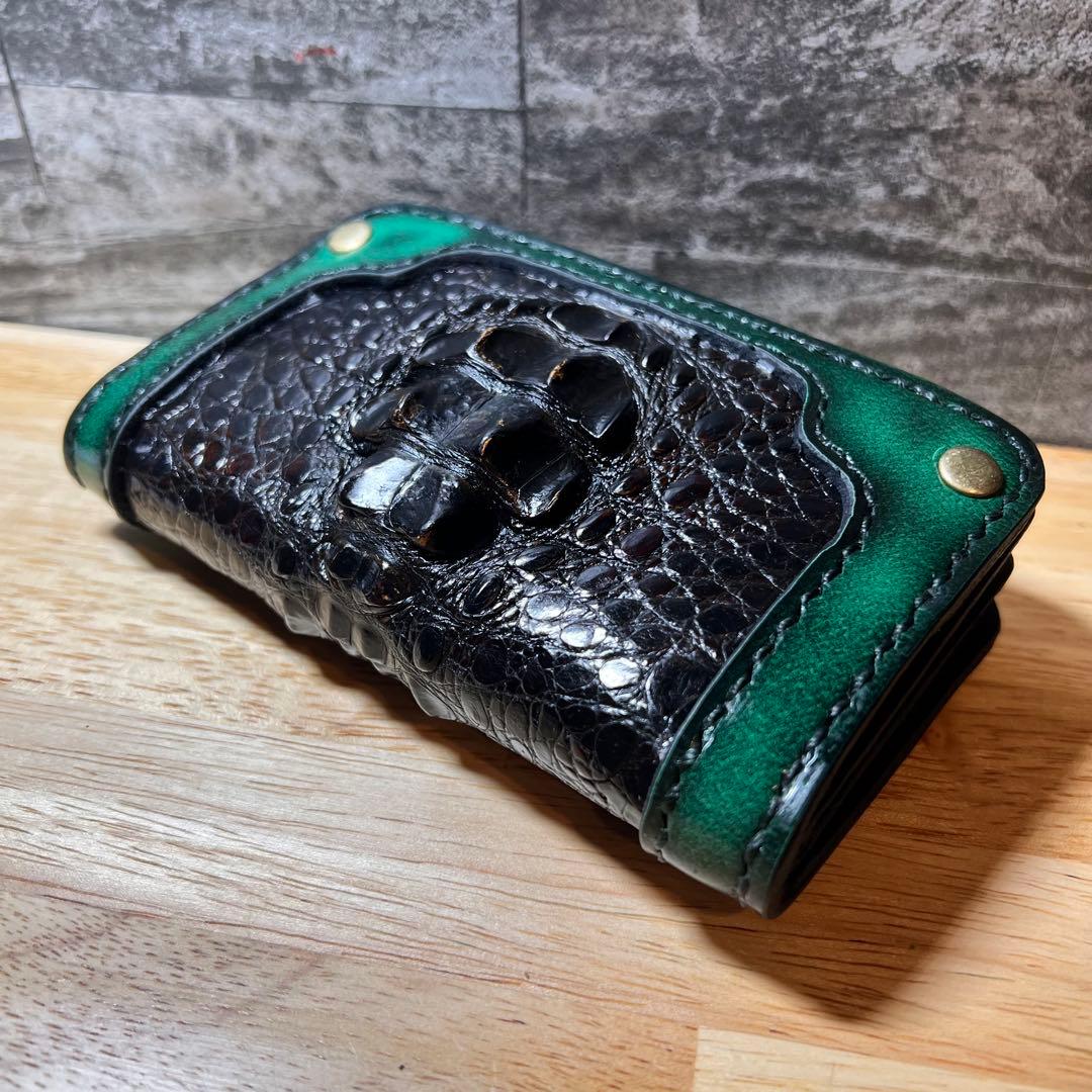 限定】ミドルトラッカーウォレット クロコクラウンインレイ 本革