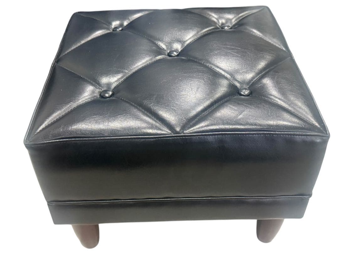 ◯②karimoku カリモク60 オットマン 黒 ブラック レザー