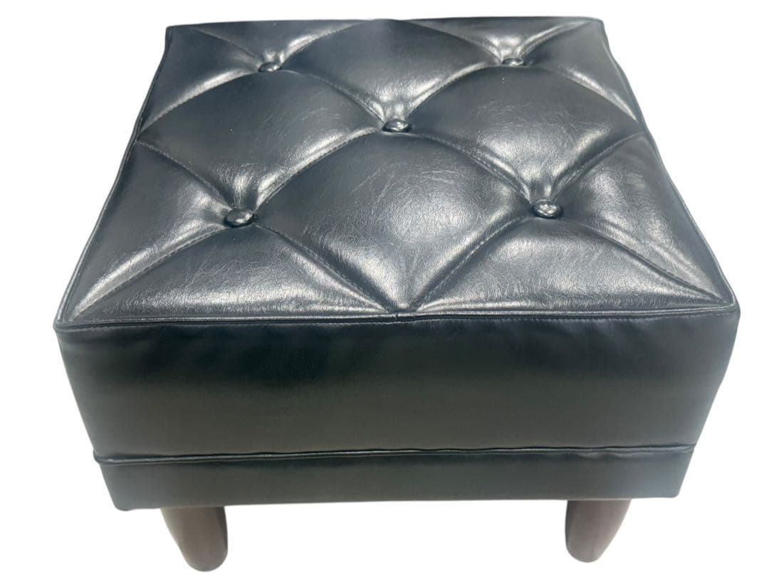 ◯②karimoku カリモク60 オットマン 黒 ブラック レザー