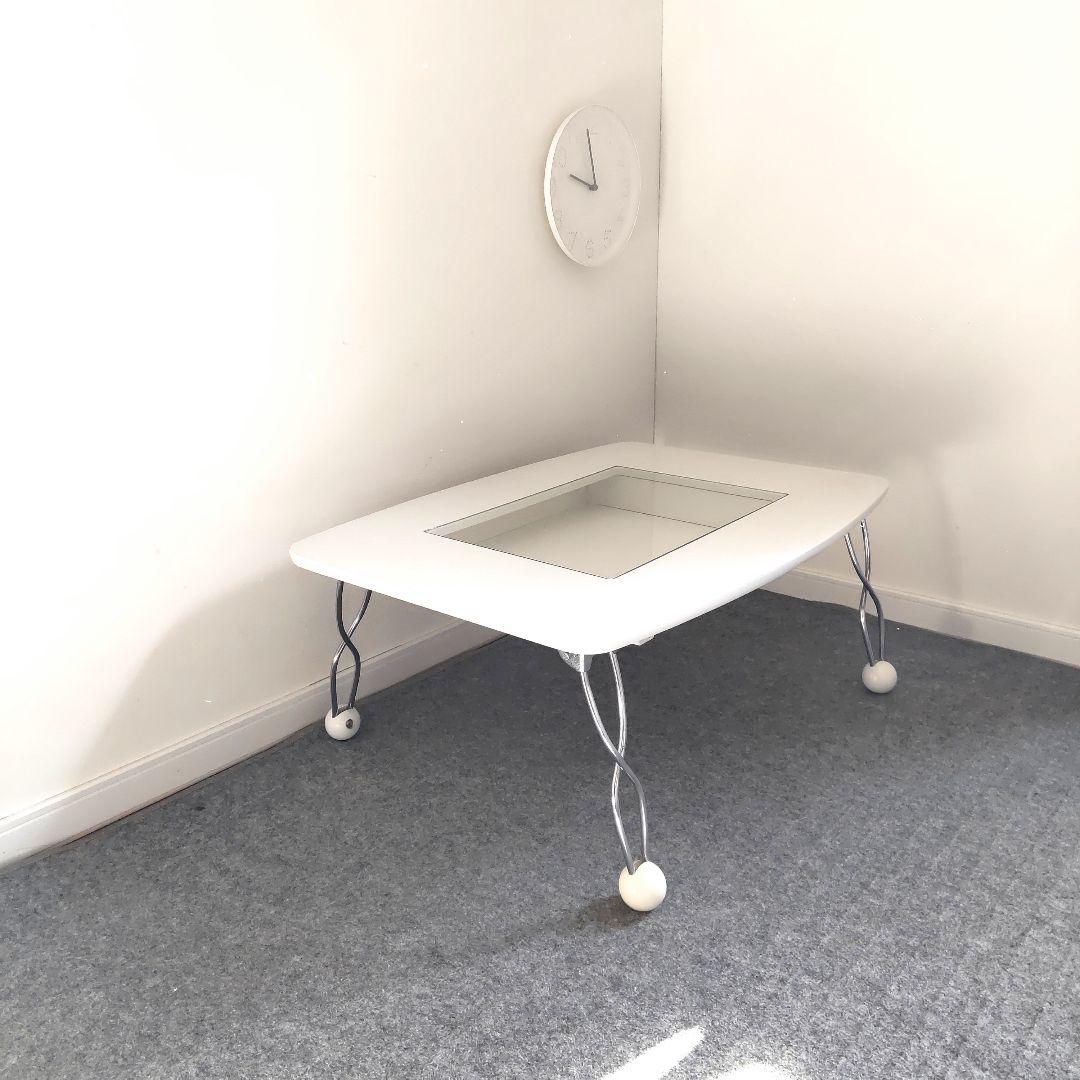 ミッドセンチュリー　ガラステーブル　レトロポップ　ポストモダン　スペースエイジ