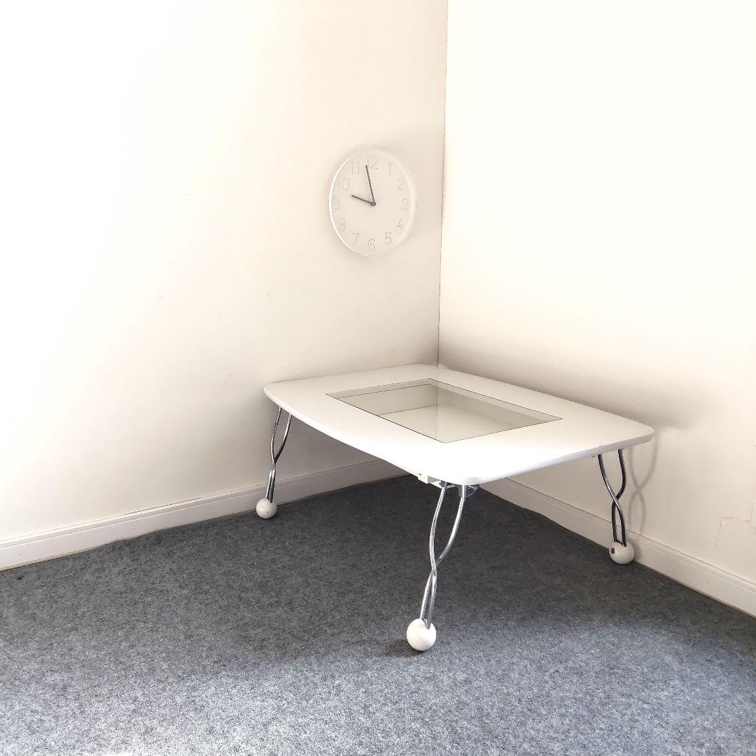 ミッドセンチュリー　ガラステーブル　レトロポップ　ポストモダン　スペースエイジ