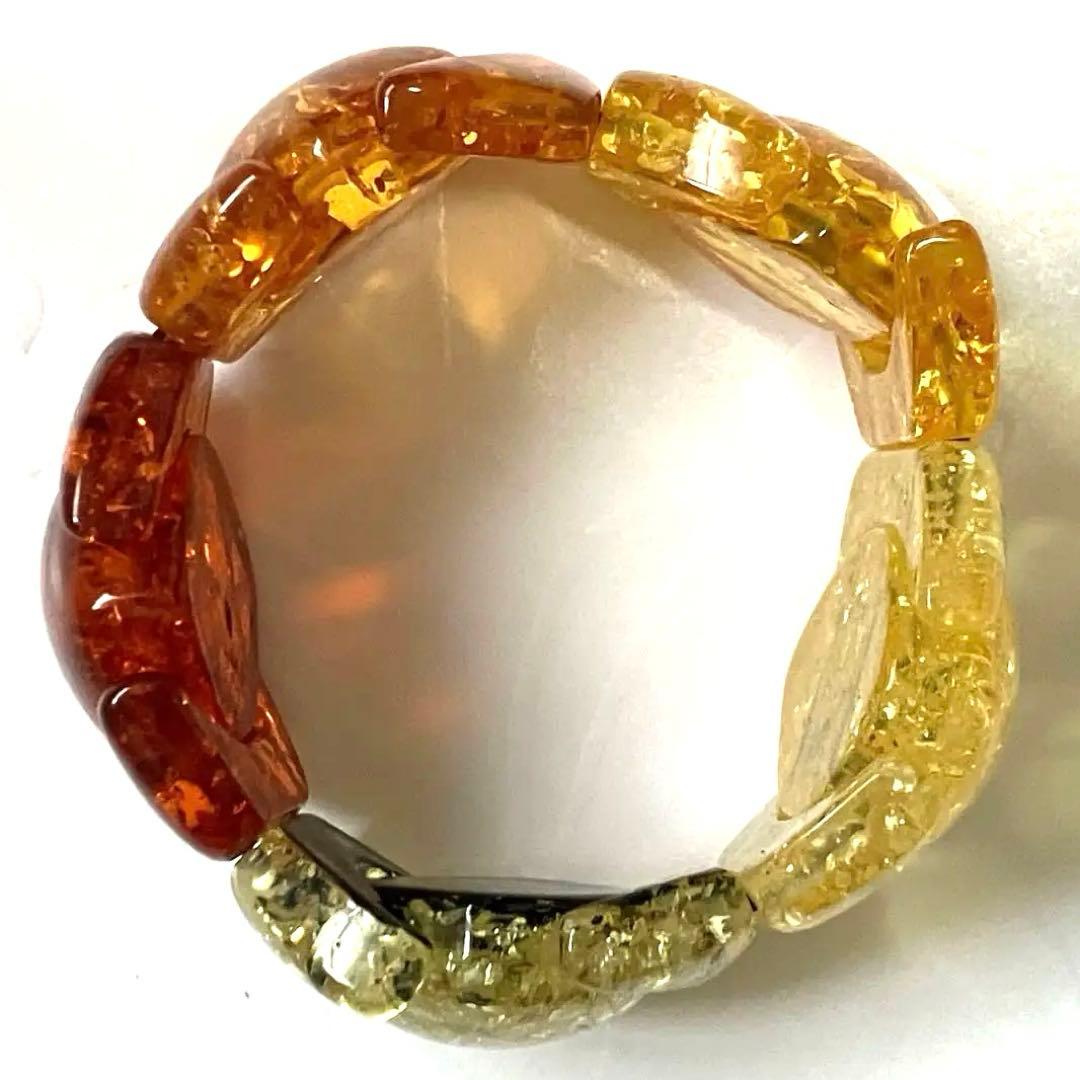 人気の天然樹脂琥珀(アンバー)透明スクエアビーズ　カラフル５種　新品