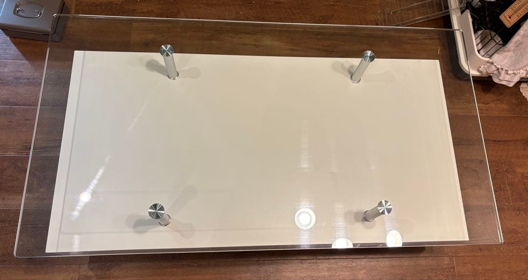 ガラステーブル　ローテーブル 引き出し付き 目立つ傷なし