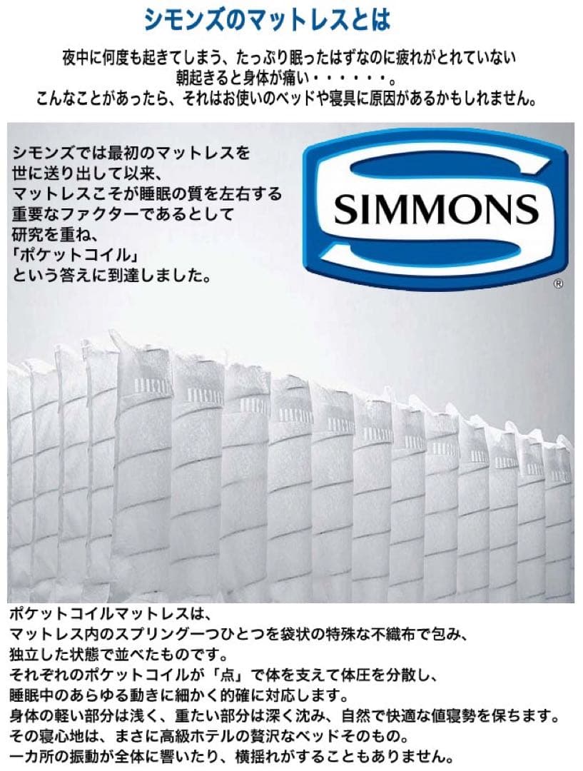 【正規品】シモンズ　6.5インチマットレス ニット生地　レギュラーAB21003
