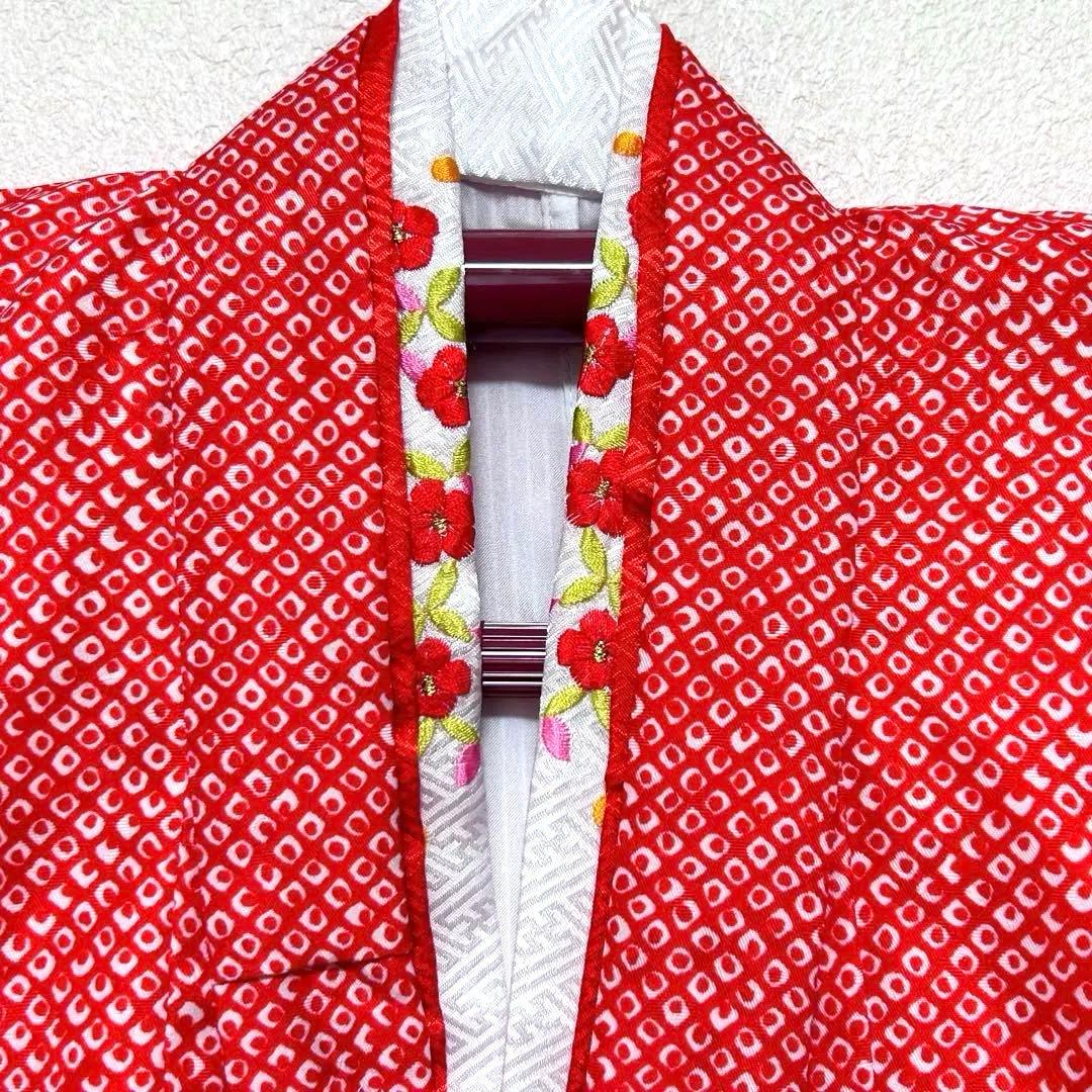 七五三 3歳　被布コート着物セット【つけ毛・髪飾り・草履・かかと止め付き】