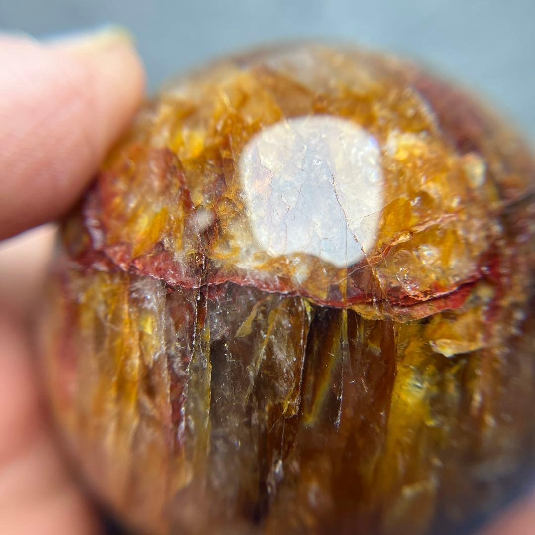 ファイアクオーツとゴールデンヒーラー共生　スフィア　直径 63.5mm
