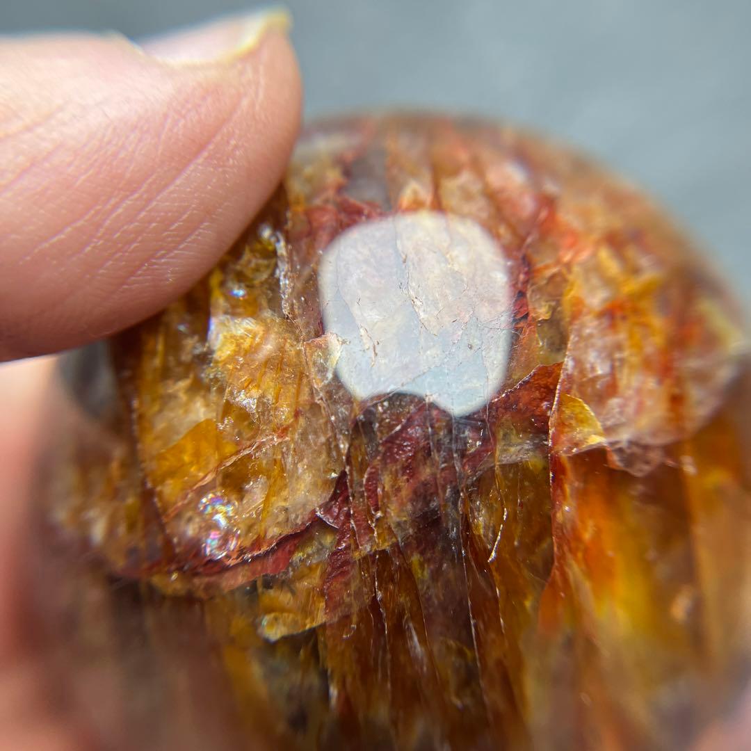 ファイアクオーツとゴールデンヒーラー共生　スフィア　直径 63.5mm