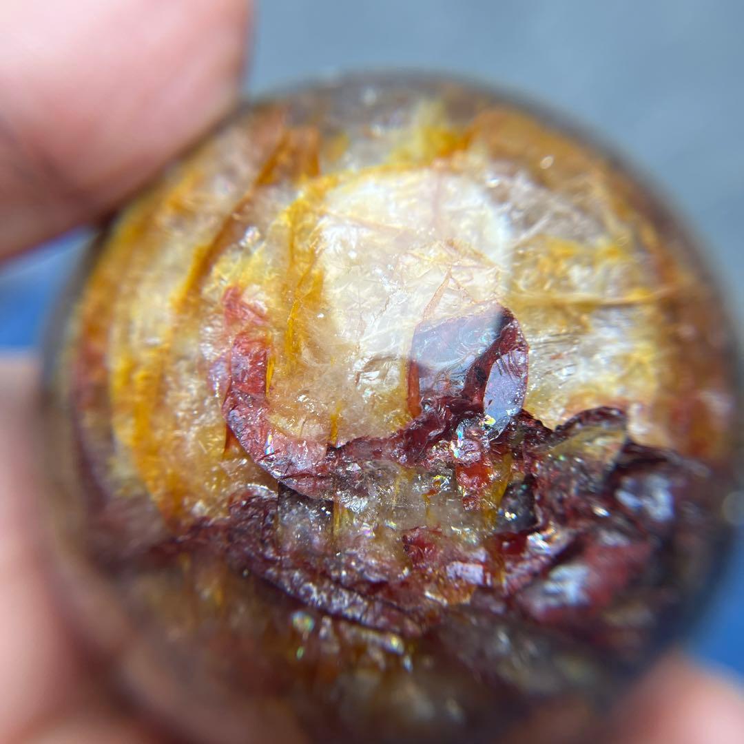 ファイアクオーツとゴールデンヒーラー共生　スフィア　直径 63.5mm