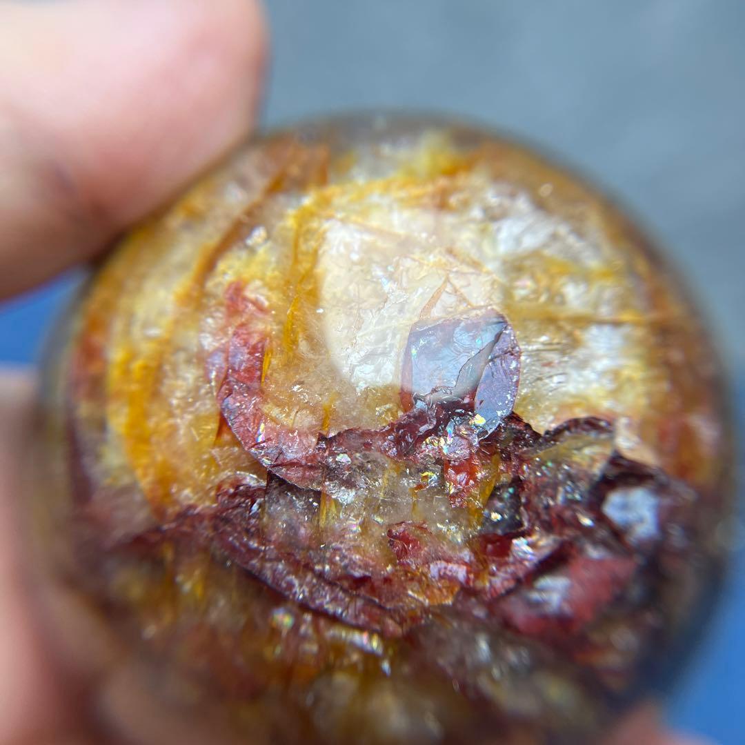 ファイアクオーツとゴールデンヒーラー共生　スフィア　直径 63.5mm